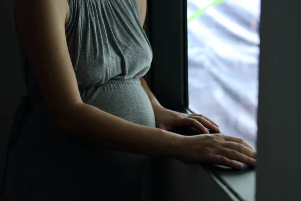 Zwangerschap Alleenstaande Moeder Gezondheidszorg Nieuw Gezinsconcept — Stockfoto