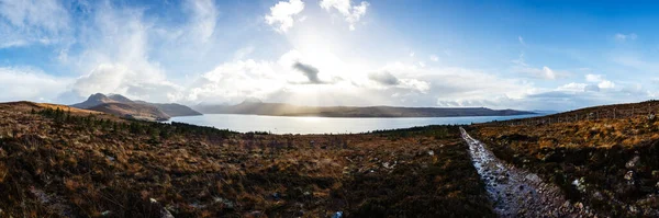 Panoramiczny Widok Little Loch Broom Góry Wokół Niego Szkockich Wyżynach — Zdjęcie stockowe