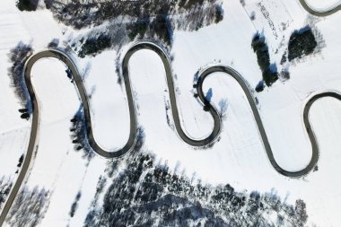 Izdebki, Podkarpackie Voyvodeship 'deki yol yılanlarının kış manzarası