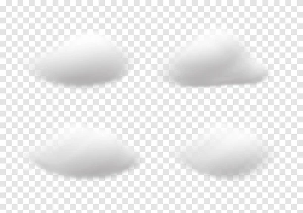 Realistyczne Wektory Białej Chmury Izolowane Przezroczystym Tle Wełna Bawełniana Ep46 — Wektor stockowy