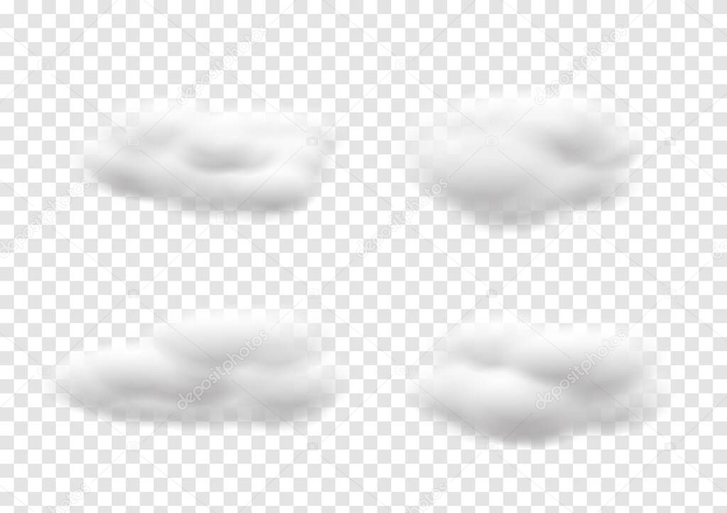 Realistic white cloud vectors isolated on transparency background, cotton wool ep48