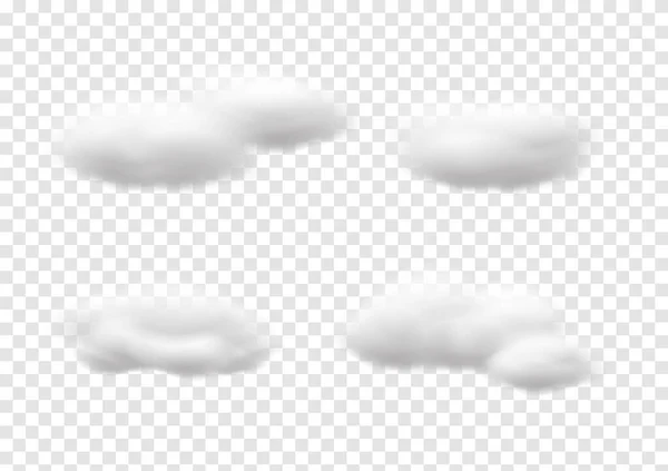 Realistyczne Wektory Białej Chmury Izolowane Przezroczystym Tle Wata Ep53 — Wektor stockowy