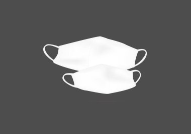 Filtre tozu ve antivirüs için beyaz pamuk maskeli vektörler, koyu arkaplanda izole edilmiş Covid-19 ep04