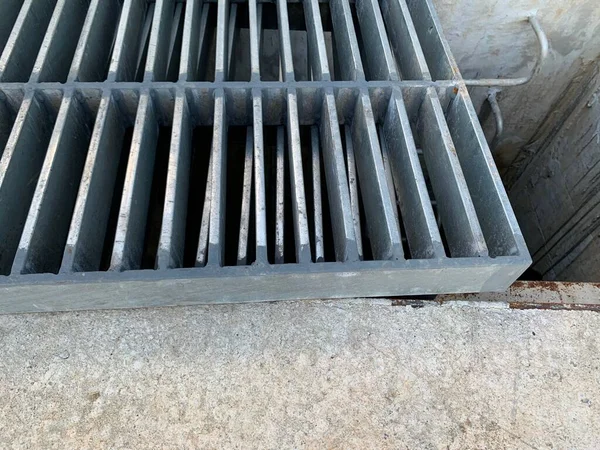 Drain Cover Grate Opened Manhole Maintenance — Stock Photo, Image