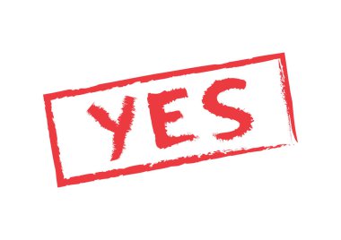 Kırmızı açıkça evet kırmızı çerçeveli kelime beyaz arkaplanda izole