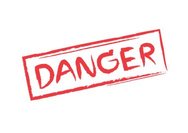 kırmızı açık tehlike kelime sanat fırçası kırmızı çerçevede beyaz arkaplanda izole