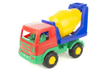 Oyuncak kamyon üzerinde beyaz izole