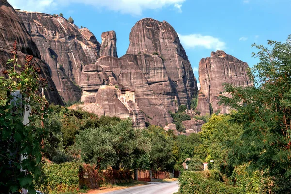 Meteors Rock Formation Beautiful Views High Mountains Monastery Nicholas Located — Stock Photo, Image