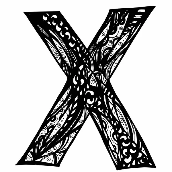 Каракули алфавит, сумасшедшие каракули X — стоковый вектор