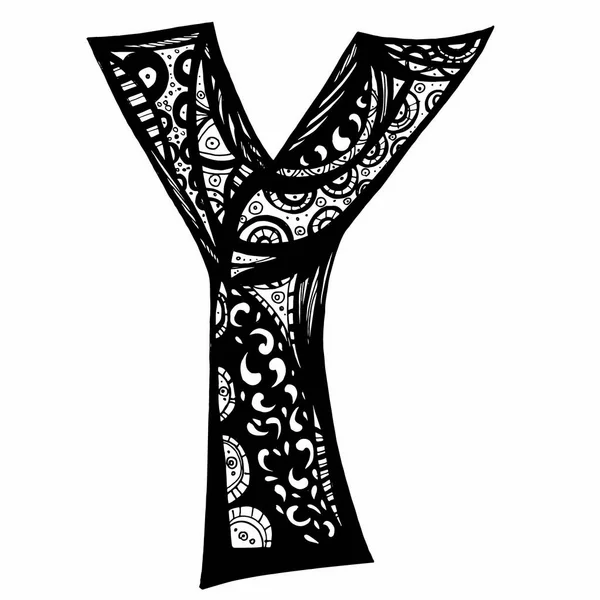 Carta Y. Art Font projetado para obras de arte , — Vetor de Stock