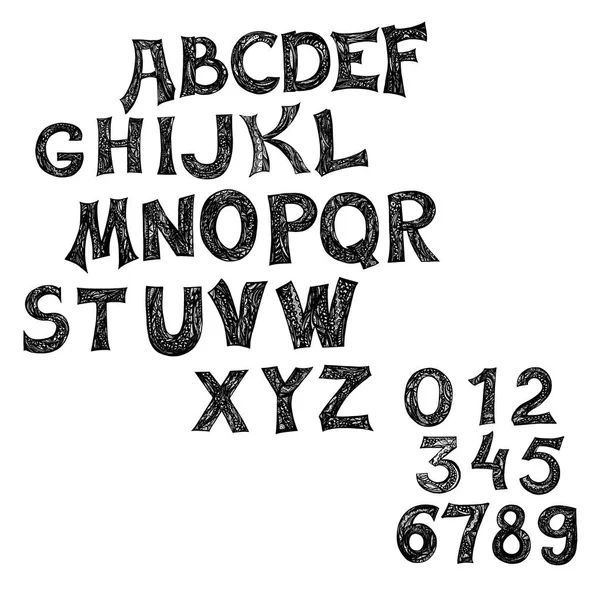 Estilo moderno distorcida falha tipo de letra. Letras e números ilustração vetorial. Glitch font design . — Vetor de Stock