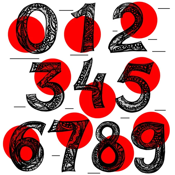 Conjunto de vectores de acrílico caligráfico o números de tinta. ABC para su diseño , — Archivo Imágenes Vectoriales