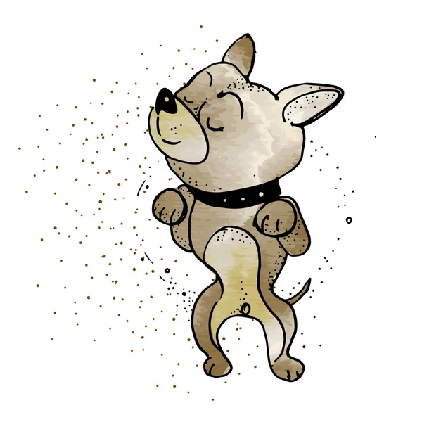 Un perro de dibujos animados soñando.. perrito cachorro. Emoji. — Vector de stock