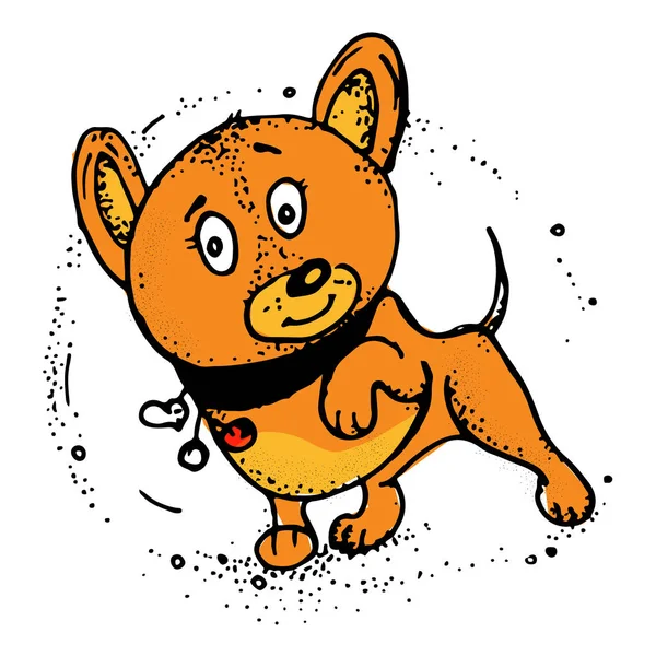 Lustige Vektorillustration mit Smiley-Hund. Grußkarten-Design, — Stockvektor