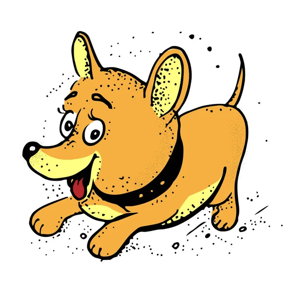 Lustiger Hund, glücklicher Hund. Cartoon-Vektor-Illustration isoliert auf weißem Hintergrund. — Stockvektor