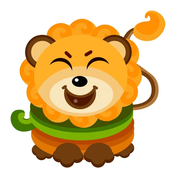Ilustração bonito da expressão do Emoji do Emoticon da cara do leão - Sorriso — Vetor de Stock