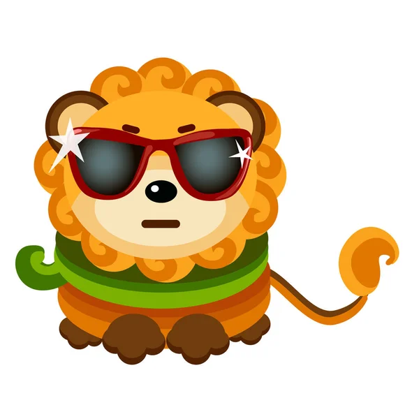 Retrato de Leão com óculos. Ilustração desenhada à mão . — Vetor de Stock