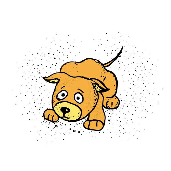 Een cartoon afbeelding van een hond bang. Lieve hond. Emoji Cartoon. — Stockvector