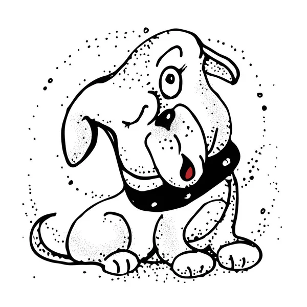Perro ilustrado en estilo garabato. Emoji ilustración de dibujos animados . — Vector de stock