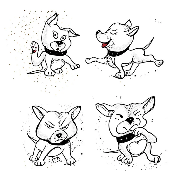 Una colección de bocetos crían perros. Dibujos a mano aislados . — Vector de stock