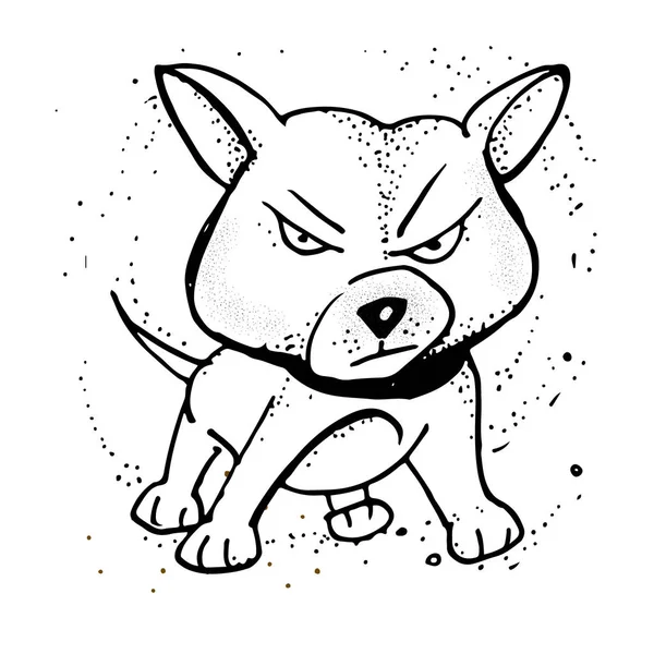 Ilustración vectorial con cachorro enojado. Emoji Cartoon. Cartel, composición de la camiseta, impresión hecha a mano . — Vector de stock