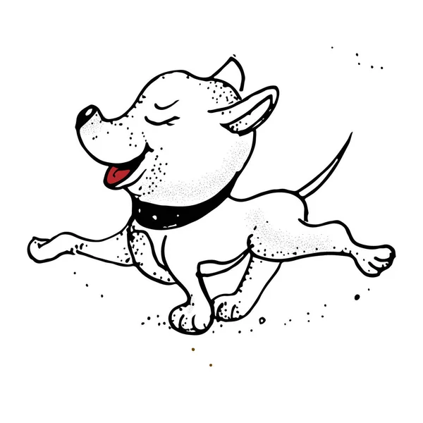 Schizzi vettoriali con felice un cane dei cartoni animati, in attesa di andare a fare una passeggiata . — Vettoriale Stock