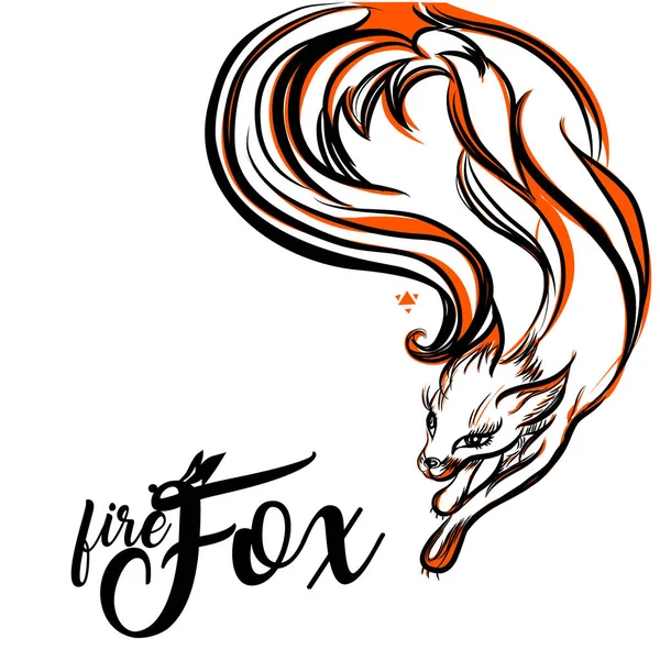 ¡Fox! Logo vectorial con espacio negativo. Símbolo lacónico para iconos, logotipos, insignias y emblemas . — Vector de stock