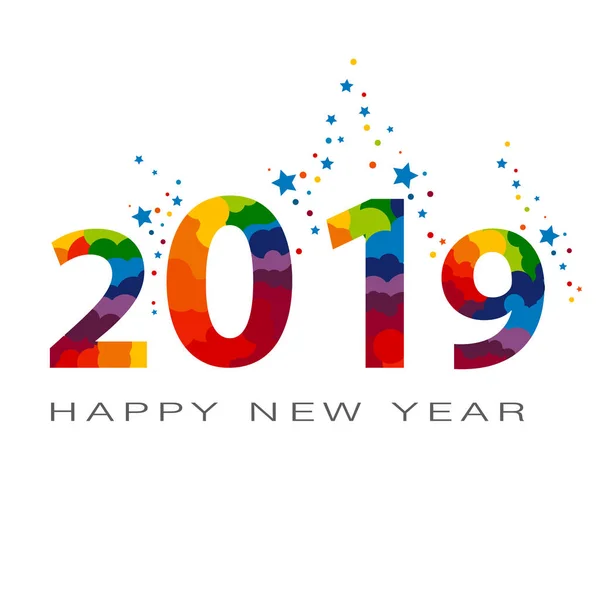 2019 glitter typografie design. gekleurde klatergoud mousserend nummers ontwerp van een wenskaart van gelukkig Nieuwjaar ontwerp. — Stockvector