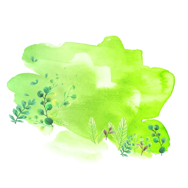 Fond aquarelle vert. Aquarelle tache verte. illustration vectorielle — Image vectorielle