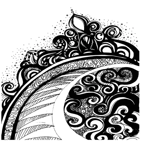 Чорний абстрактний фон. прикраса в стилі каракулі, Векторні ілюстрації — стоковий вектор