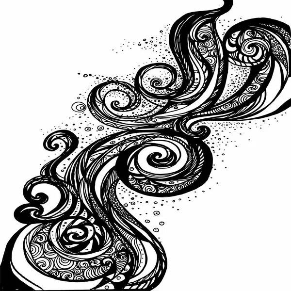 Абстрактні чорно-білі хвилясті смуги векторний фон — стоковий вектор