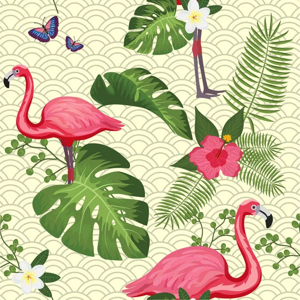 Motif vectoriel sans couture avec flamant rose. Pour papier d'emballage, affiche de conception, bannière, impression sur des vêtements pour garçons ou filles . — Image vectorielle