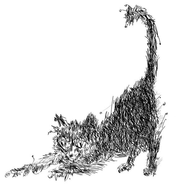 El gato negro sale a caminar. Ilustración vectorial — Archivo Imágenes Vectoriales