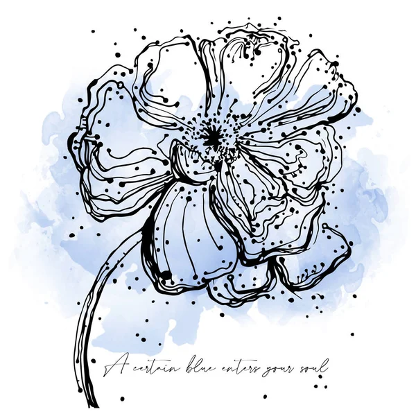 Vektor Florale Fantasie Mit Aquarelltropfen Handgezeichnete Doodle Vektor Illustration — Stockvektor