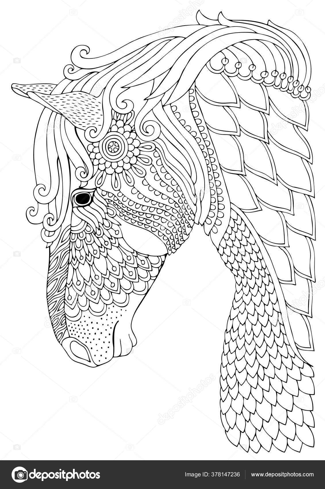 Desenho de desenho de página para colorir de desenho de cavalo