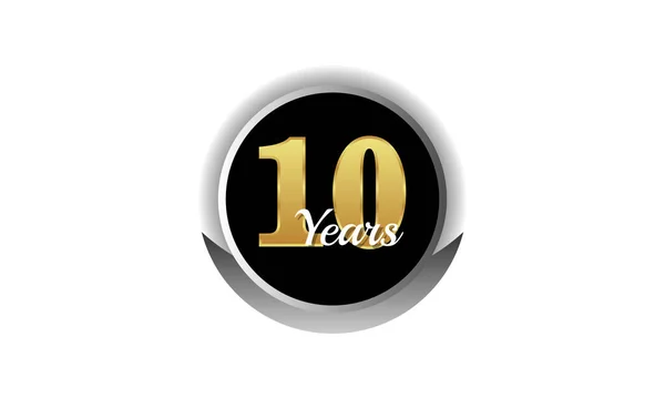 10 yıllık gümüş düğme. Vektör illüstrasyonu beyaz arkaplanda izole edildi.