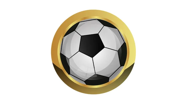 Futbol topu ile altın düğme. Beyaz arkaplanda izole edilmiş vektör illüstrasyonu.