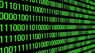  Ekranda hareket eden basamaklı ikili kod arkaplanı. 