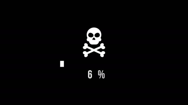 Hacker Attack Skull Animation Loading Bar — Stock Video