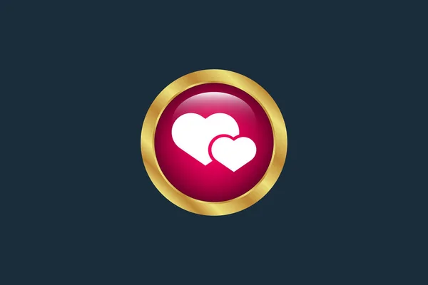 Golden Button Hearts Icon Conceptual Vector Illustration Flat Style Design — стоковый вектор