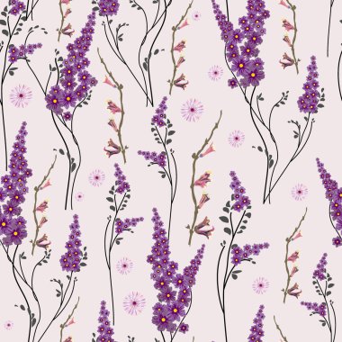 Çiçeksel soyut vektör izole kalıbı. Hafif arka planda modaya uygun sanat tarzı. Violet ilkbaharı, arka plan, tekstil, duvar kağıtları, kartpostallar, seramik dekorasyonu için yaz bitkileri.