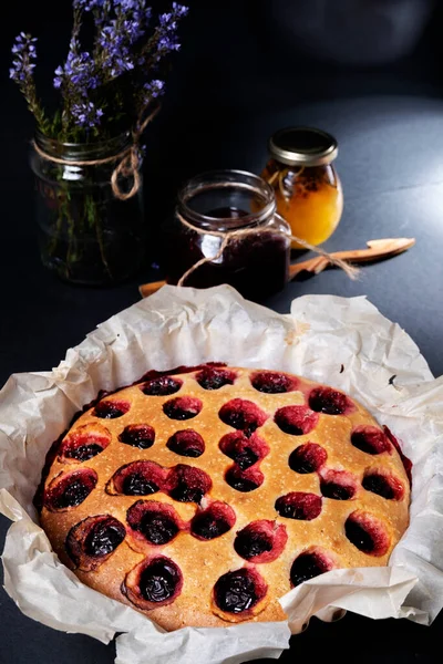 Torta Cereja Vista Perto — Fotografia de Stock