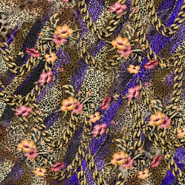 Hayvan izi, leopar dokusu arkaplan, çiçek deseni