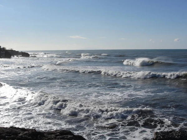 Golven Van Zee Aan Kust Tuscany Winter Livorno Italië — Stockfoto