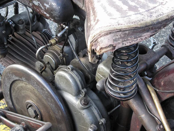 Antique Motorcycle Engine Close Detail Background — Stock Photo, Image
