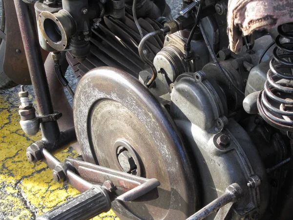 Antique Motorcycle Engine Close Detail Background — Stock Photo, Image