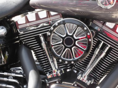 Motosiklet krom motor closeup detay arka plan