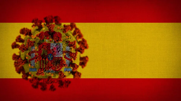 Spanish Flag Representation Coronavirus Merged Coat Arms Middle Represent Covid — Stock Photo, Image