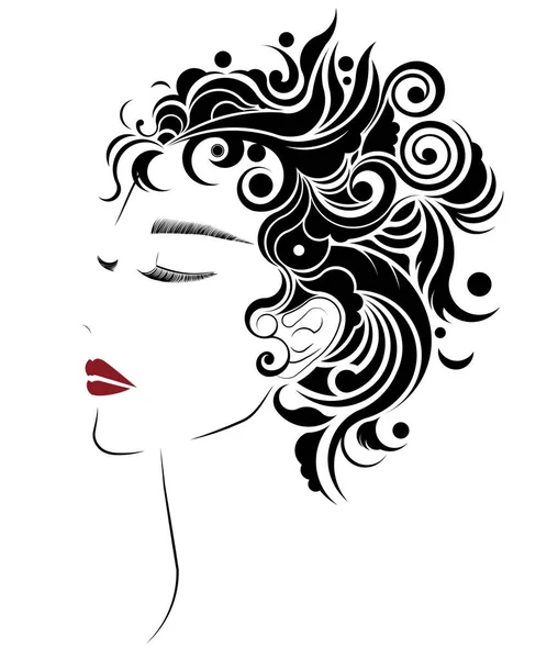 Mulheres Ícone Estilo Cabelo Curto Mulheres Logotipo Fundo Branco — Vetor de Stock