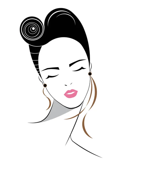 Ikon Gaya Rambut Pendek Wanita Logo Wanita Latar Belakang Putih - Stok Vektor